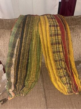 Striped Boho Harem Pants in Yellow & Green